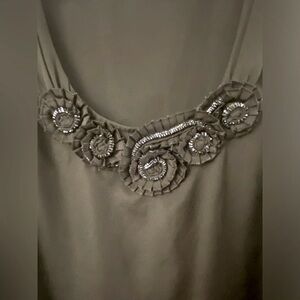 New York & Co Black Sleevless Blouse with Beaded Floral embellishments - Size M